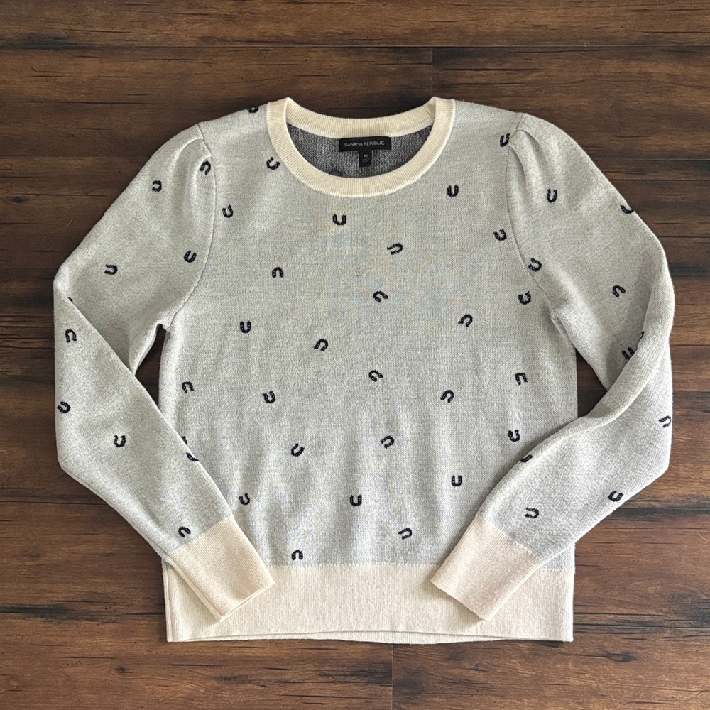 Banana Republic Light Cream Sweater with Black Accents